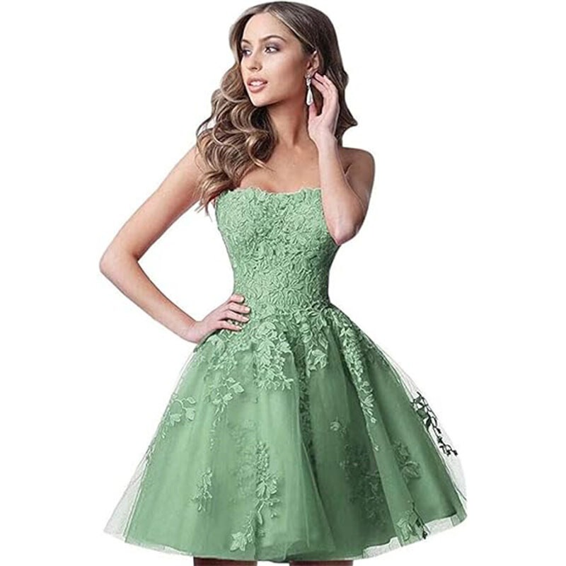 Amazon 2026 New Lace Homecoming Dress Short A-line Strapless Formal Cocktail Party Dress for Women Amazon 2026 New Lace Homecoming Dress Short A-line Strapless Formal Cocktail Party Dress for Women