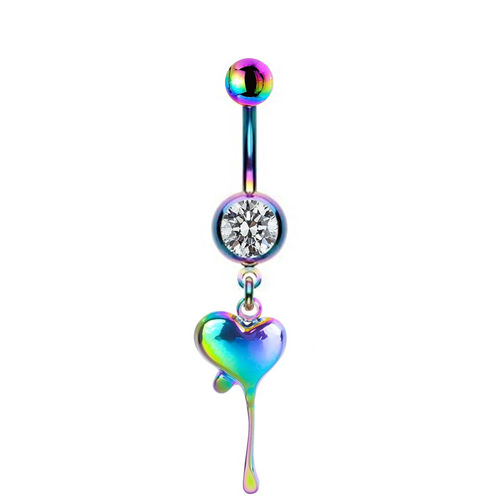 Gaibei European and American cross-border spray colorful navel ring spider cross gradient color heart-shaped moon pierced navel ornaments