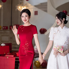 2025新款女高级感喜婆婆旗袍妈妈婚礼国潮婚宴装结婚喜服气质春秋