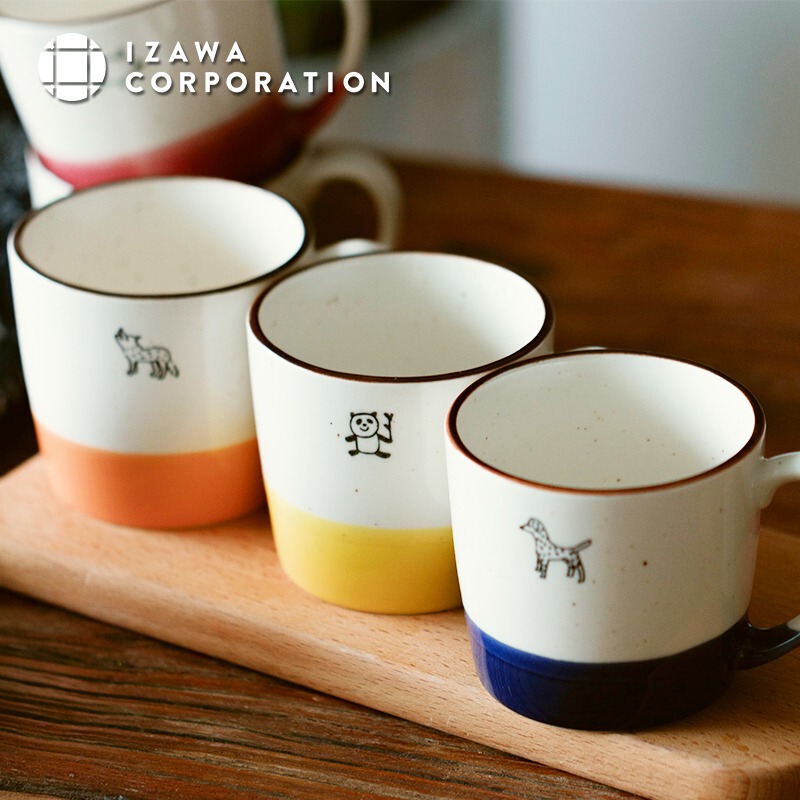 Jingze IZAWA Japan imported meizaki cute animal two-color mug pottery water cup black tea coffee cup Jingze IZAWA Japan imported meizaki cute animal two-color mug pottery water cup black tea coffee cup