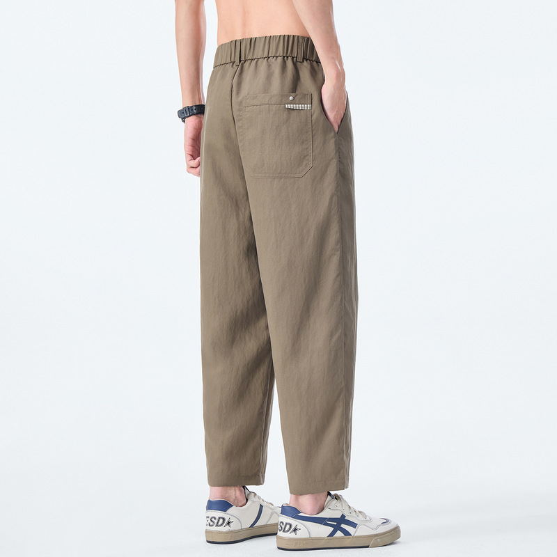 2026 New Summer Lyocell Ice Silk Thin High-End Cropped Casual Pants for Men, Slightly Tapered Loose Work Pants