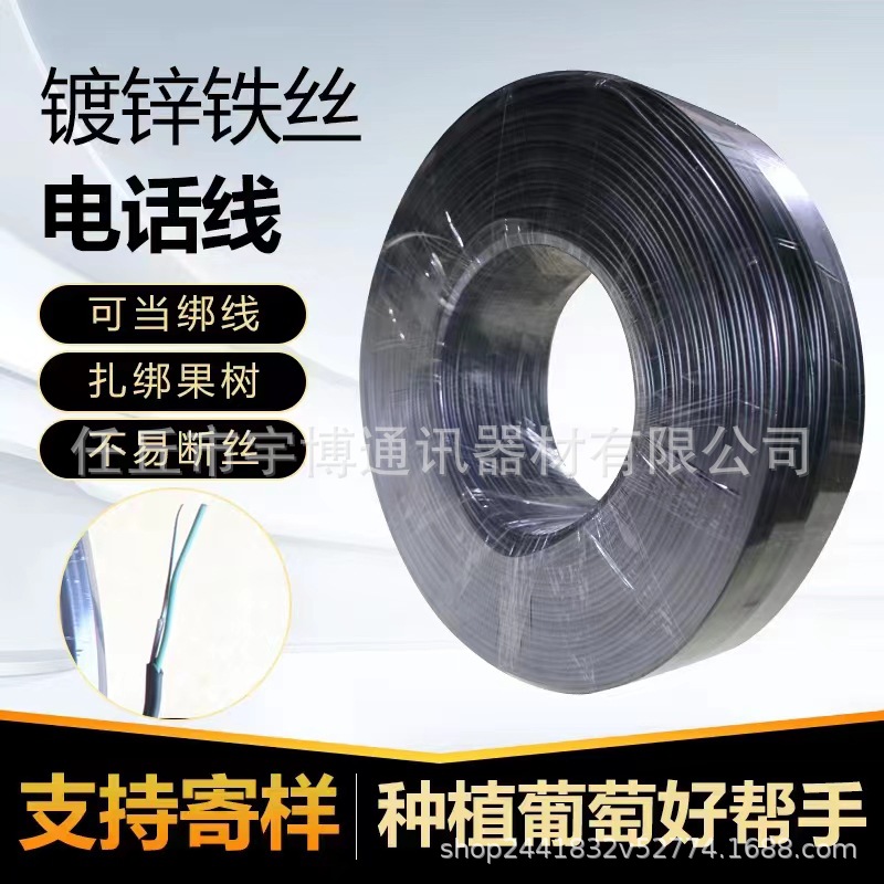 园林扎线塑包铁丝2芯电话线室外2*1.0绑扎线不怕拉 绑线皮线铁芯