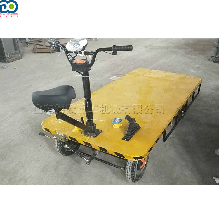 四轮电动平板运输车 座驾式前进后退车 路桥工程矿区平板托运车