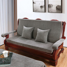加厚红木实木头老式三人沙发坐垫带靠背中式联邦椅春秋防滑海绵道
