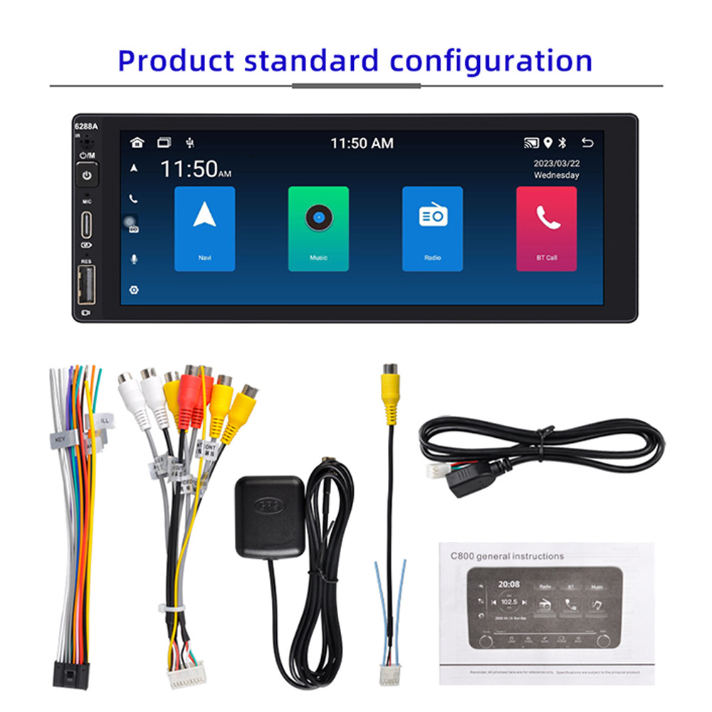 6.9 Inch 2+32 Wireless Carplay Single-Stick Android Machine Ips Capacitive Screen Smart Voice Car Player 12V