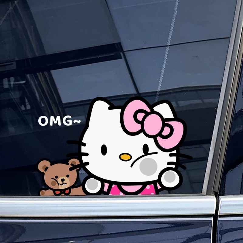 Наклейка Hello Kitty на треугольное окно водонепроницаемая