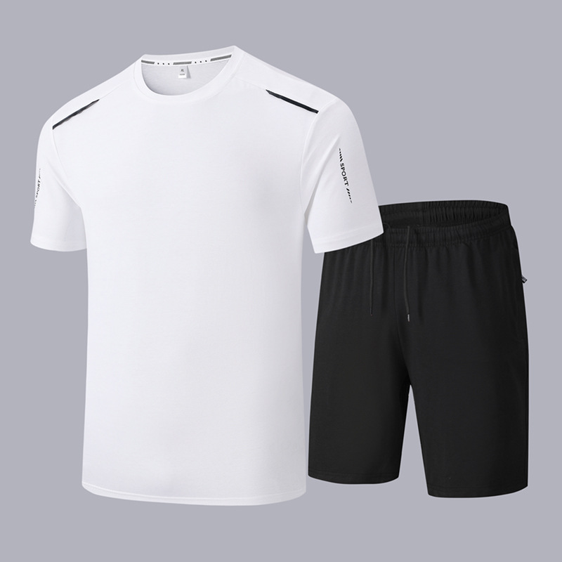Trajes de verano de hombres de mediana edad transfronterizos, pantalones cortos de mangas cortas casuales, deportivo de dos piezas, ropa de padre de mediana edad de algodón image 10