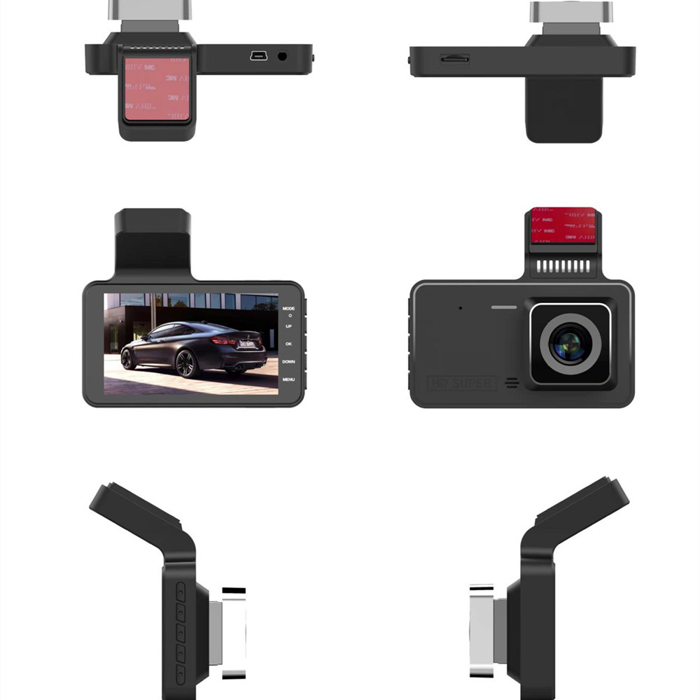 Hidden Dash Cam Front and Rear Dual Recording 1080P 4-inch Screen