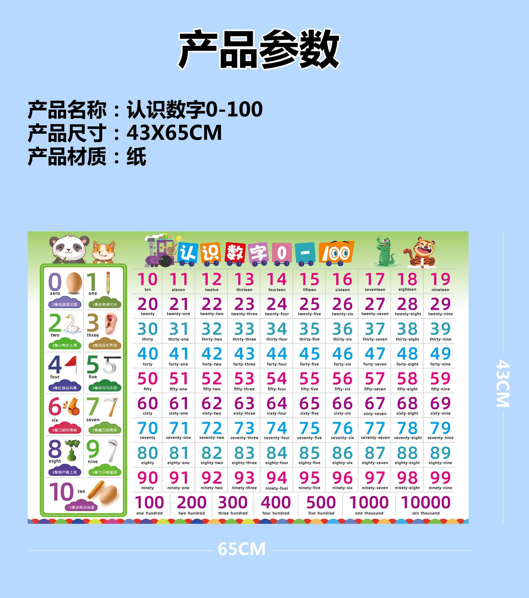 儿童学认0 1到100数字挂图墙贴幼儿园宝宝认识识数百数表学习神器-阿里巴巴