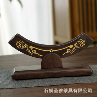 Ebony Solid Wood Round Cake Tea Shelf Zen Tea Tray Display Rack Kung Fu Tea Set Accessories Tea Cake Display Rack