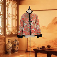 双面双穿2025新新中式国风香云纱提花拼水貂毛开衫复古短款外套