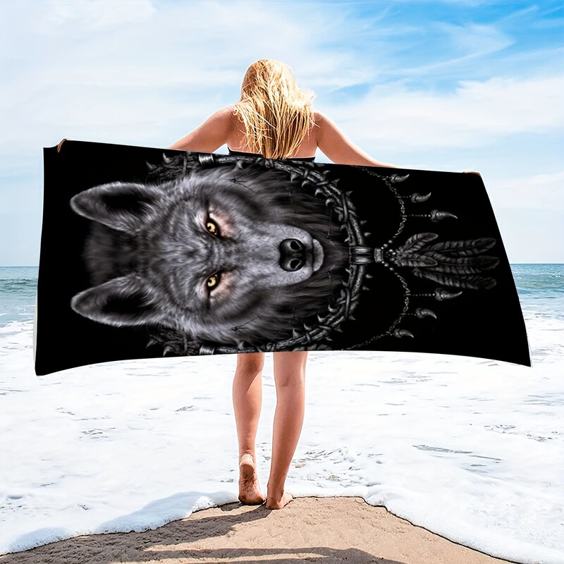 Cross Border temu Animal Wolf Beach Towel Adult Large Microfiber Digital Printed Beach Bath Towel Swimming Towel
