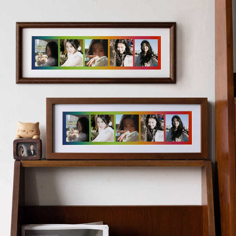 High-End Feel with Printing to Make Commemorative Gifts, Solid Wood Rainbow DIY Polaroid Photo Frame Display Stand, Photo Printing Wholesale