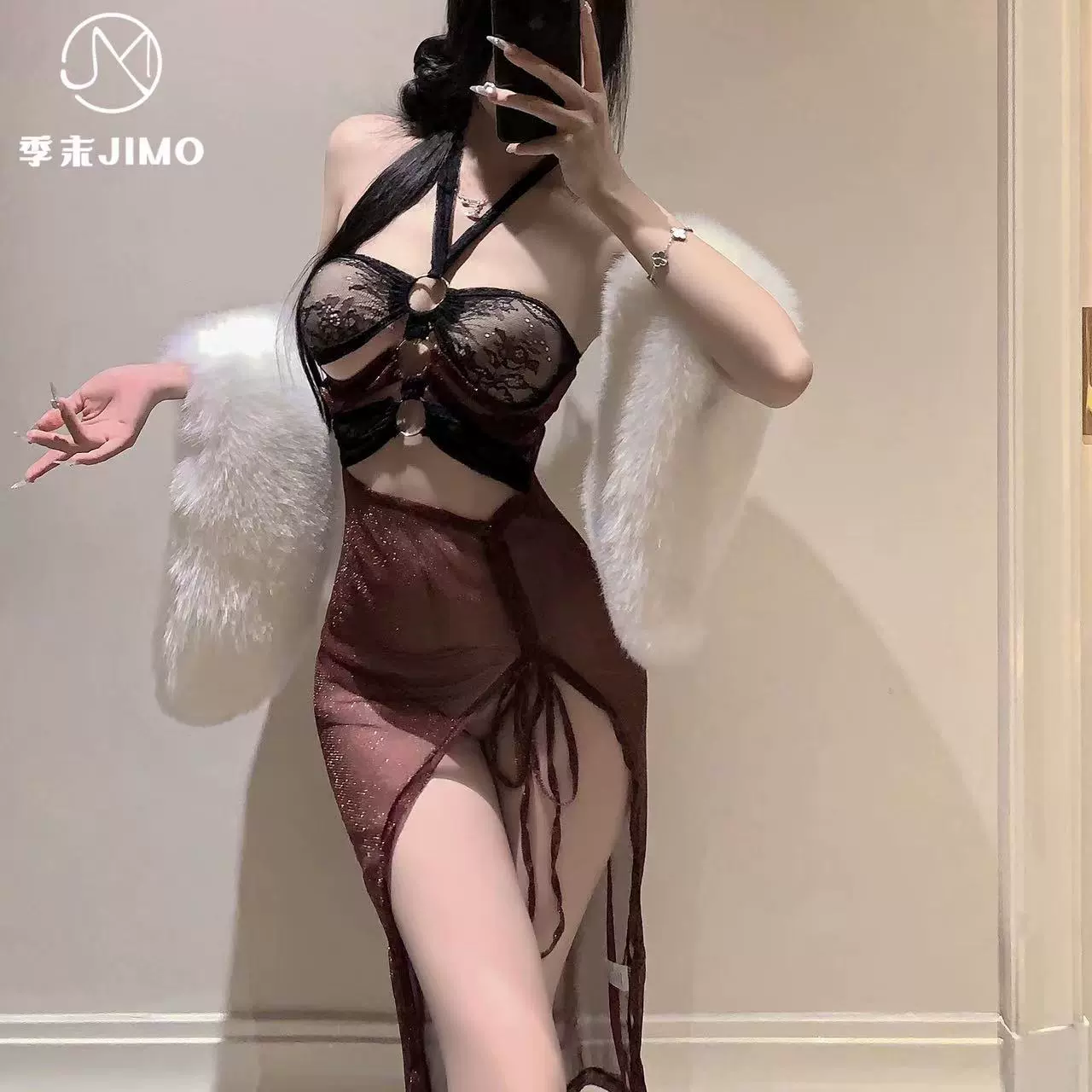 季末 「幽梦红姬」异域风情古风性感情趣内衣琉璃纱挂脖汉服3055