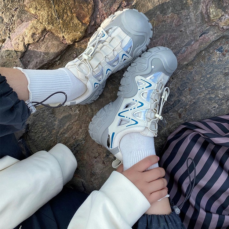 白鹿同款骆驼丑萌鞋女鞋夏季新款户外徒步登山鞋老爹运动鞋子