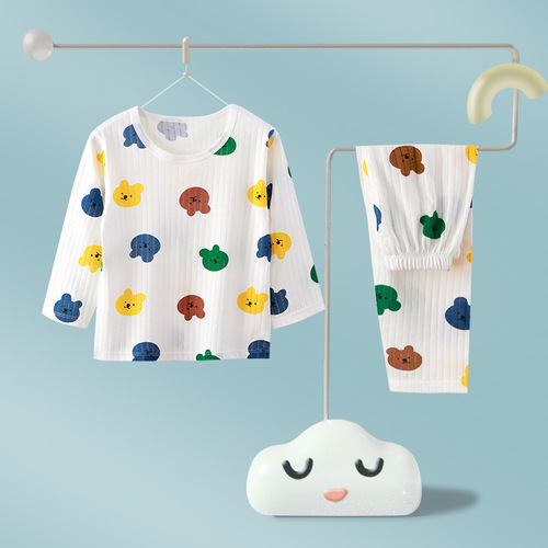 Children's clothing, children's home clothes, long-sleeved baby cotton suits, summer thin girls' air-conditioning clothes, men's boneless baby pajamas