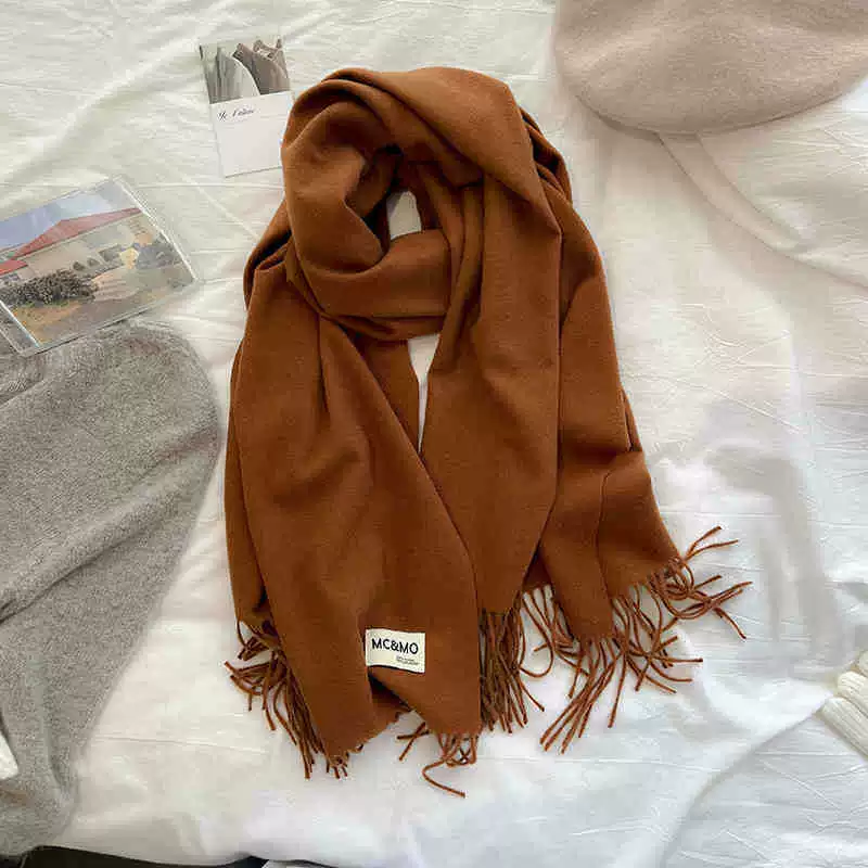 Colored winter scarf, red cashmere, keep warm universal cloak, increased thickness