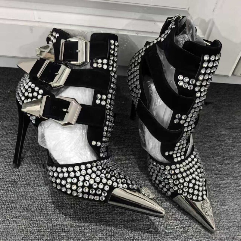 Light Luxury High-Heeled Shoes with Original Sparkling Rhinestones, Sexy Lace-Up Design, Open-Toe Stiletto Heels, Cut-Out Short Boots, Latin Dance Shoes for Export Light Luxury High-Heeled Shoes with Original Sparkling Rhinestones, Sexy Lace-Up Design, Open-Toe Stiletto Heels, Cut-Out Short Boots, Latin Dance Shoes for Export