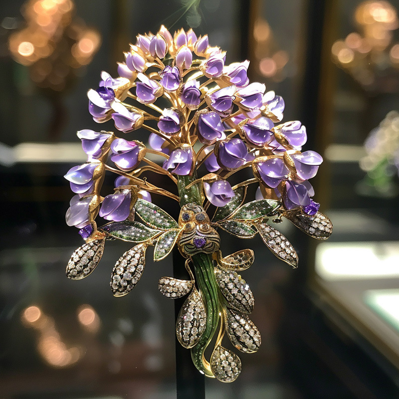 Xiliang Feizi Gaoding Series Original Design Purple Romantic Clothing Accessories Corsage Elegant Wisteria Brooch
