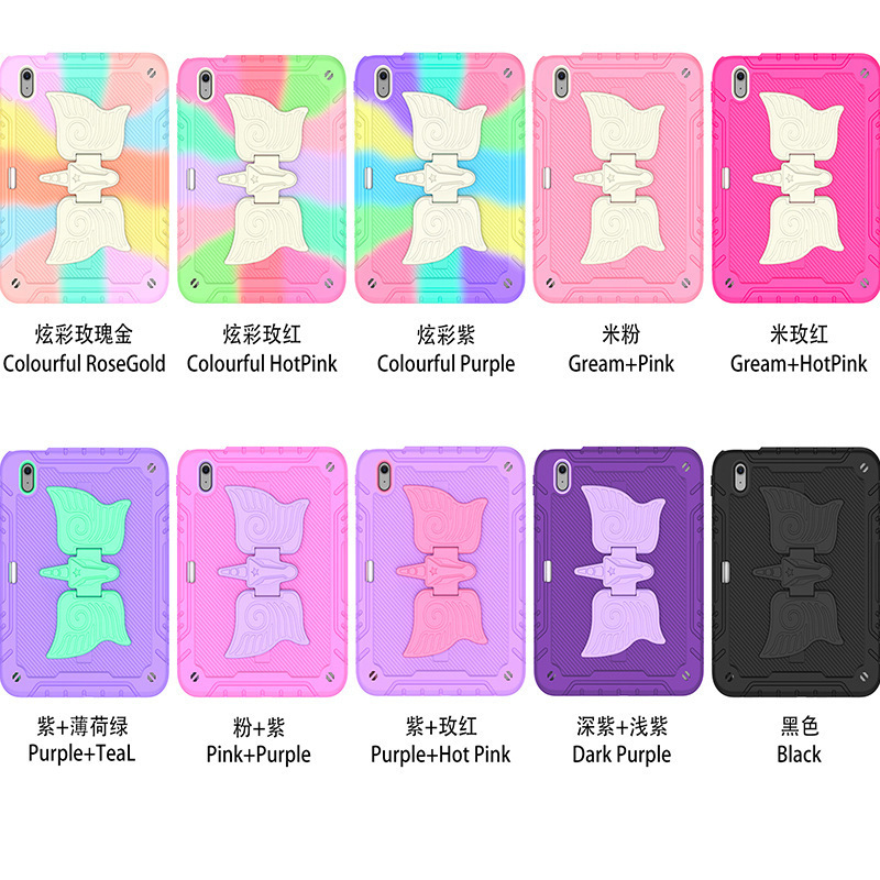 Suitable for Apple iPad 7/8/9 Generation 10.2inch Protective Case, Colorfulful Contrasting Color Pen Slot Holder Silicone Protective Cover