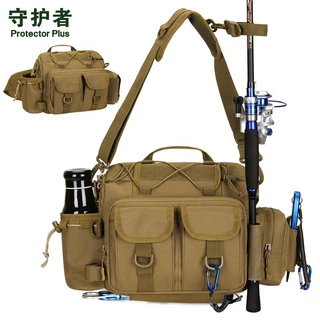 新款户外路亚腰包多功能大腰包斜挎包钓鱼垂钓包插杆包收纳背包