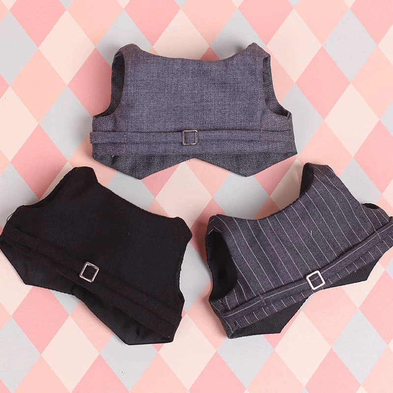 Cotton black doll, vest, fuchsia set for dressing up, 20 cm, 15cm