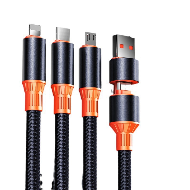 新しい 100 ワット高速充電データケーブルナイロン編組 6A 2 対 3 充電ケーブル 1 対 3 多機能データケーブル|undefined