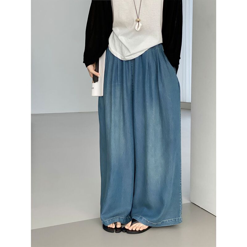 Cooling Denim 100% Lyocell Soft Drape Loose Slimming Jeans for Women, Lazy Style, Flowy Pants 5097