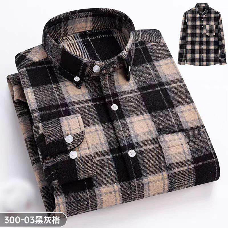 [Aumentar el grosor] camisa de manga larga de primavera y otoño de hombre de moda casual camisa caliente de malla gruesa