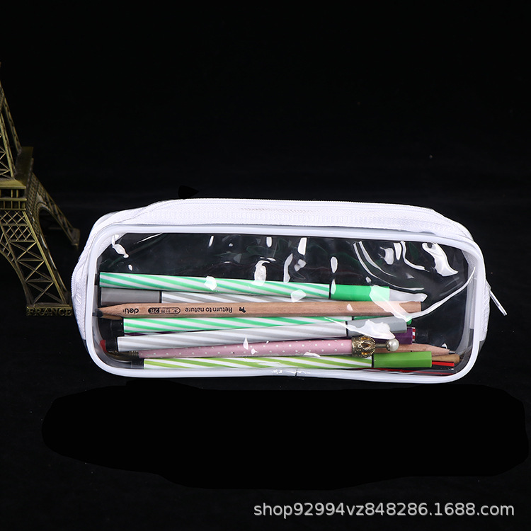 透明铅笔袋塑料拉链袋 大容量考试用品收纳袋文具袋加印广告logo