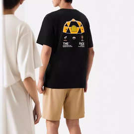 货号24A544夏季新款日系字母帐篷印花休闲宽松情侣短袖T恤