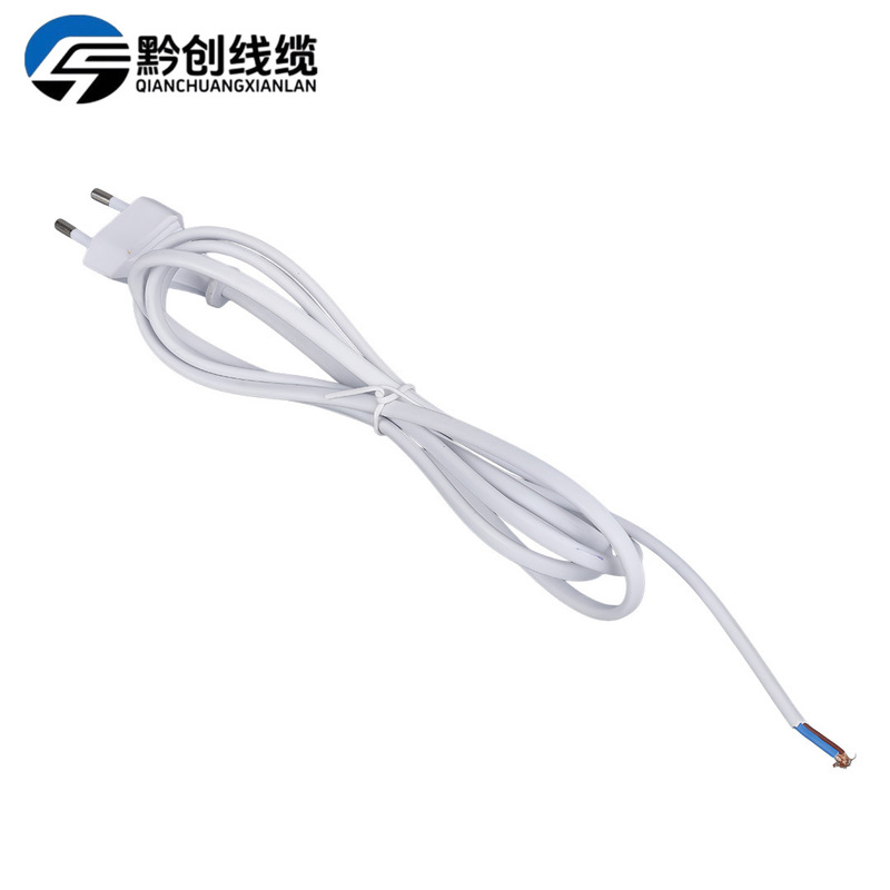 European Standard Two-Pin Bare-End Power Cord, White Two-Core Pure Copper Lamp Connection Cable, European Standard Plug Power Cord Customization European Standard Two-Pin Bare-End Power Cord, White Two-Core Pure Copper Lamp Connection Cable, European Standard Plug Power Cord Customization