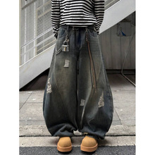 G 63813 Vintage ripped wide leg jeans �����ƶ����ȿ�羳