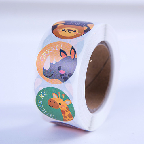 Wholesale children's teacher reward stickers in rolls Thank You cartoon stickers flowers and animals in rolls