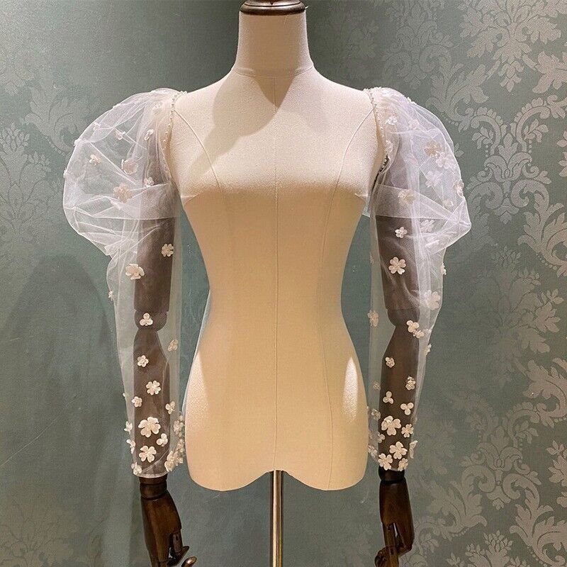 跨境外贸女士婚纱礼服配饰网纱花瓣可拆卸泡泡袖演员舞台演出配件