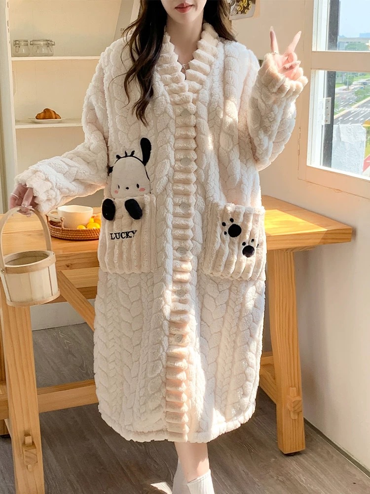 Pijama de mujer otoño y invierno pequeño viento fragrante hojas de terciopelo pijama relajado ocio calentamiento grueso transmisión en vivo ropa de hogar transfronteriza
