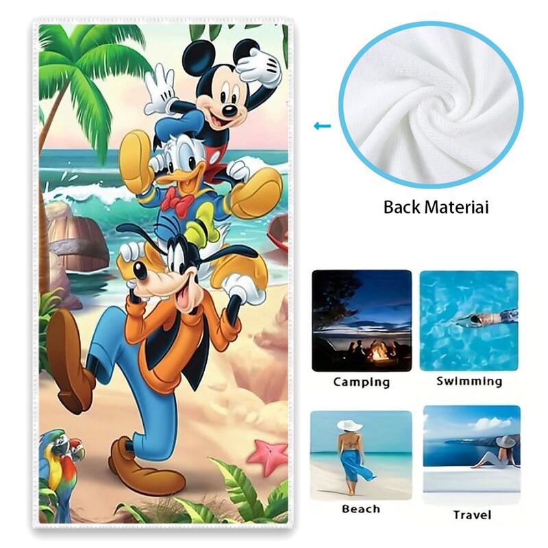 Temu Export Hot Selling Mickey and Minnie Cartoon Pattern Beach Towel Beach Bath Towel 100% Polyester Digital Printing Temu Export Hot Selling Mickey and Minnie Cartoon Pattern Beach Towel Beach Bath Towel 100% Polyester Digital Printing