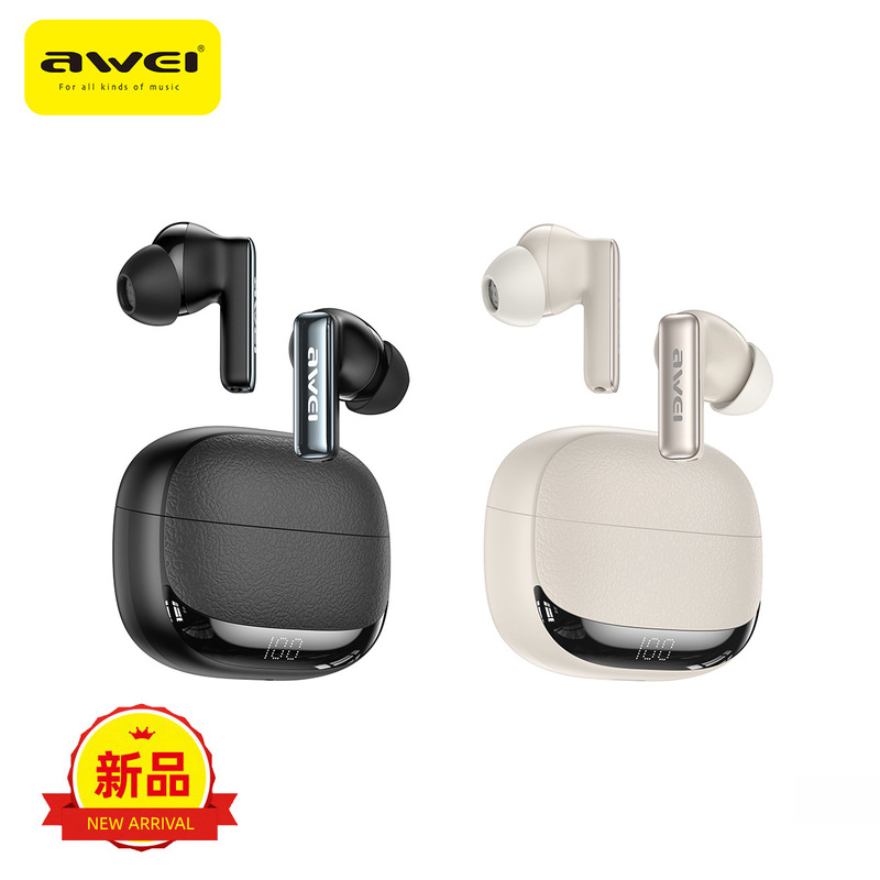 Awei降噪蓝牙耳机跨境新款ANC+ENC带数显HIFI音质无线华强北耳机|undefined