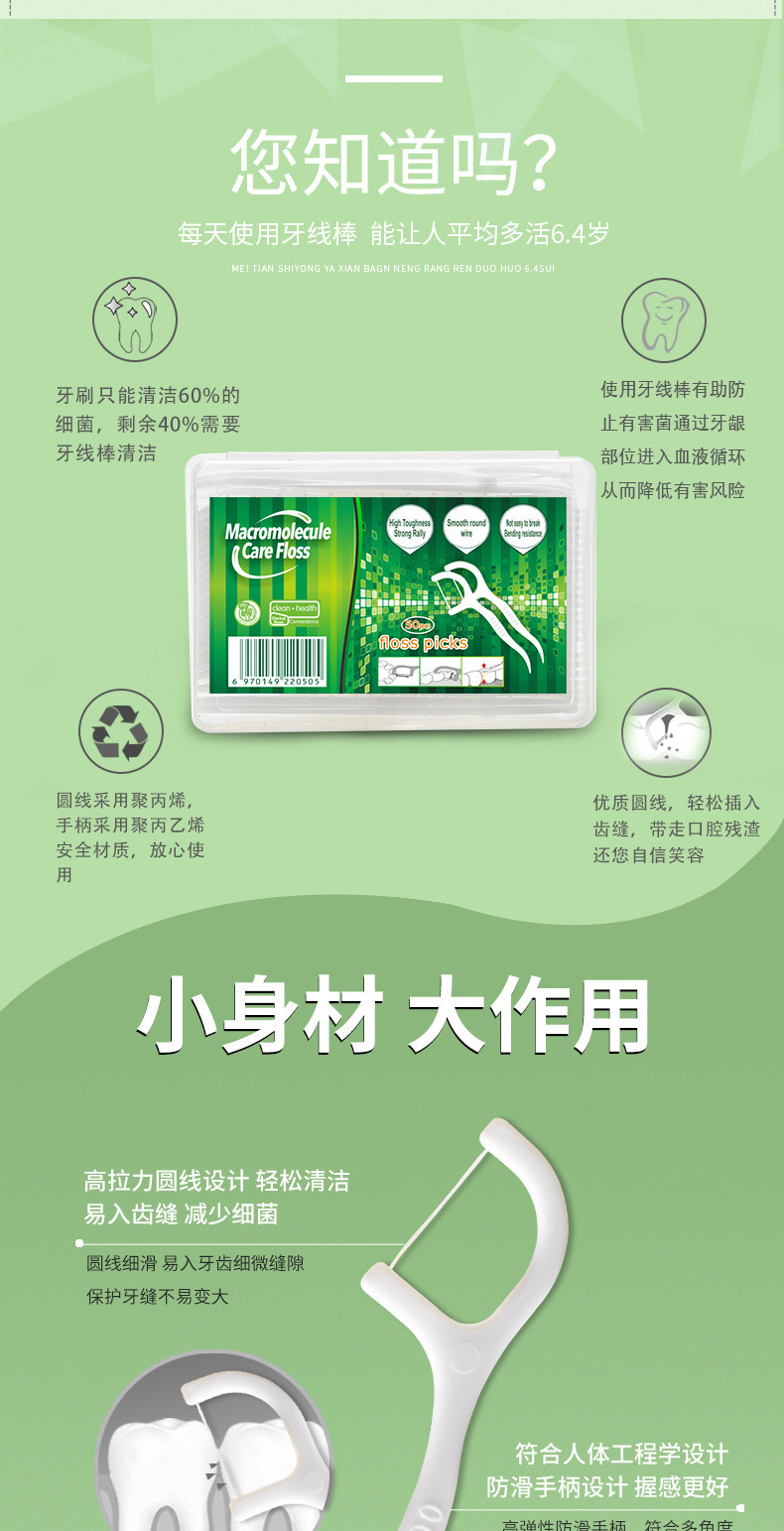 Jinhu Dental Floss 50-piece square box dental floss picks, dental and oral care gift customization, disposable toothpicks manufacturer wholesale pic 4