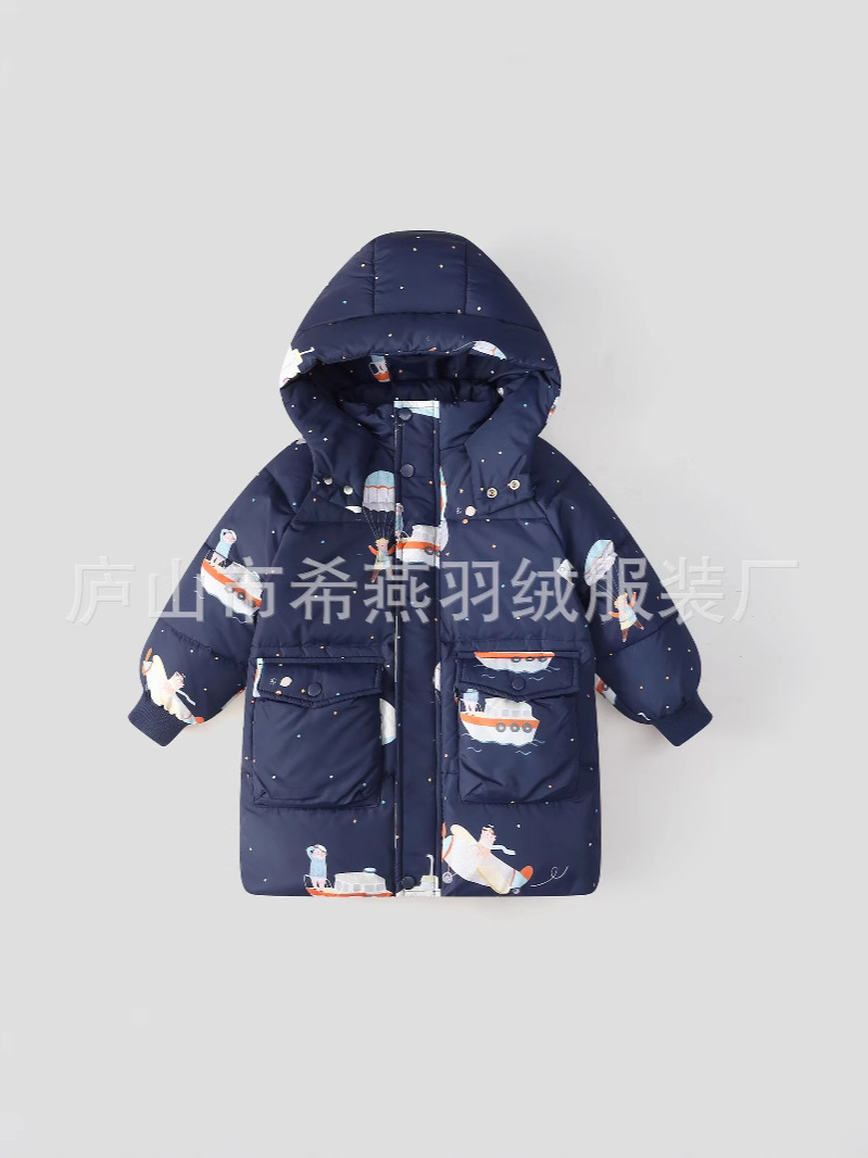 Ropa de invierno de longitud media estampada para niños, ropa de abrigo para niñas y niños