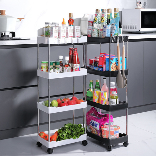Trolley rack floor-standing multi-layer bathroom toilet sandwich living room kitchen layered rack storage trolley