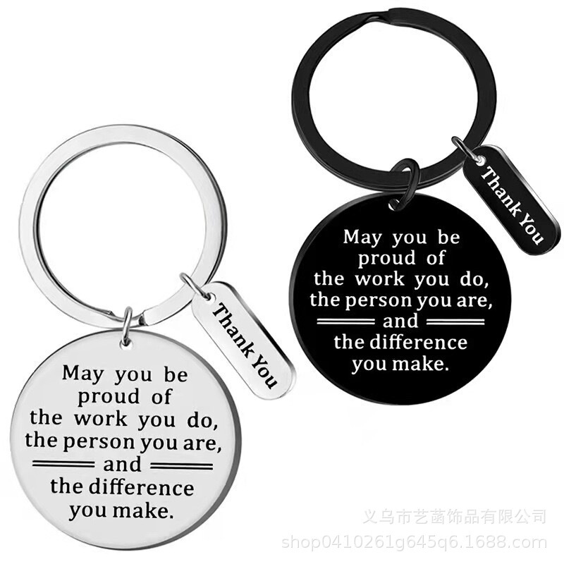 Stainless steel keychain New Amazon hot fashion jewelry Thank You Teacher's Day Thanksgiving gift