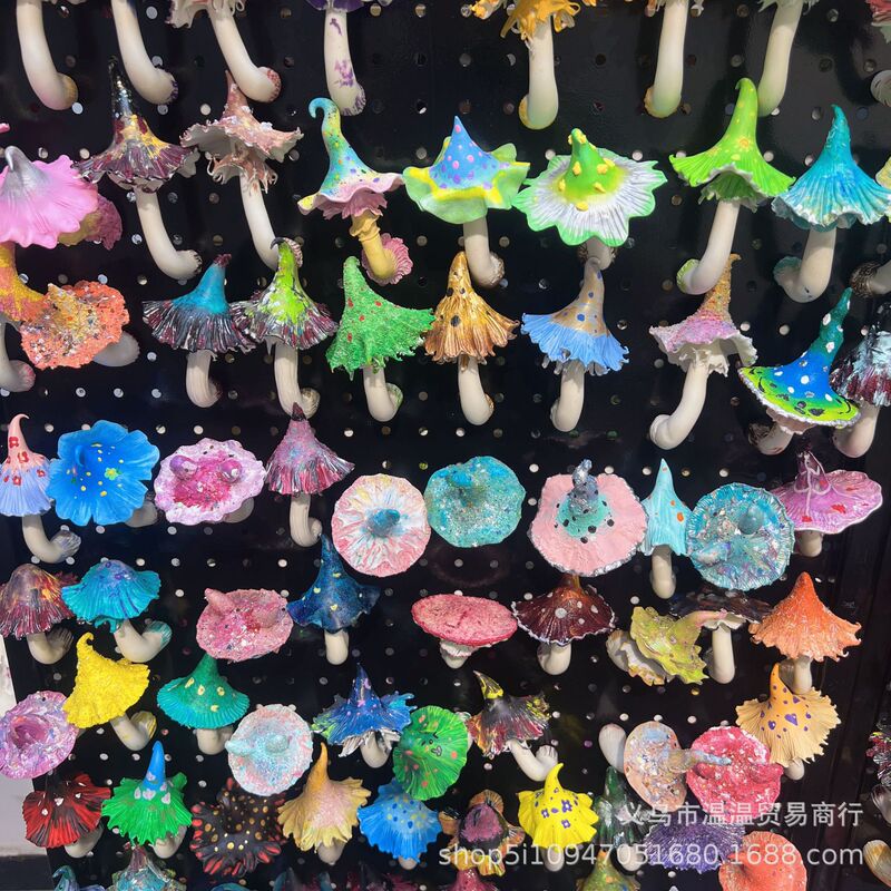 磁気樹脂粘土キノコ冷蔵庫マグネット手作り冷蔵庫マグネットDouyinライブブロードキャスト雲南景勝地の屋台|undefined