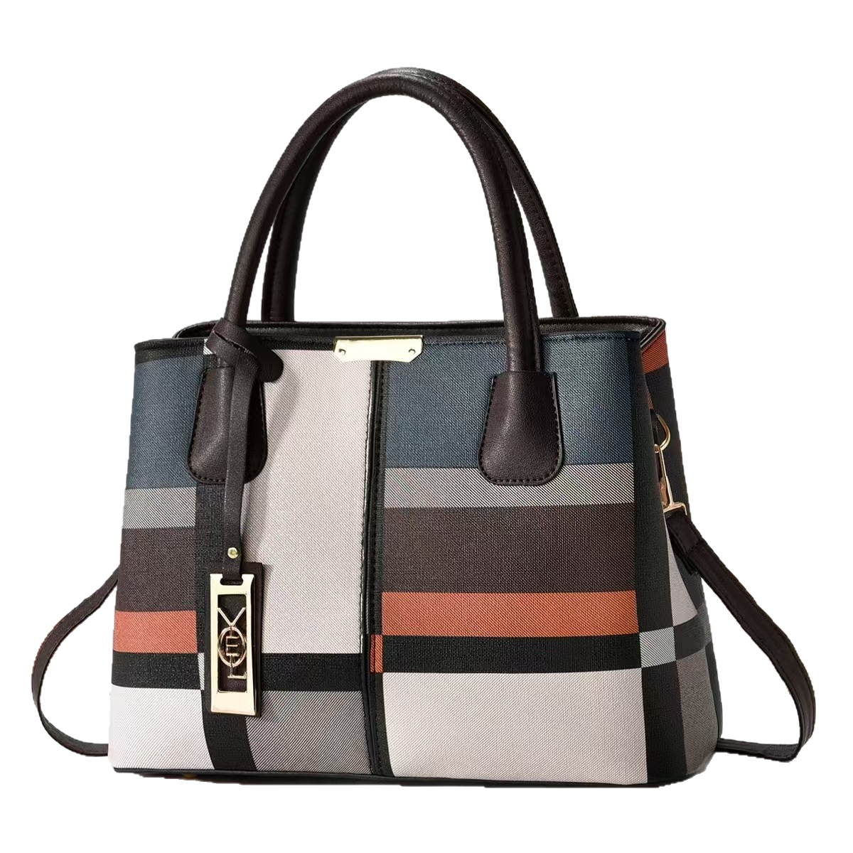 Bolso bolso de moda bolso grande a rayas de color de contraste comercio exterior bolso de mujer de Taizhou bolso grande transfronterizo fabricante mayorista bags