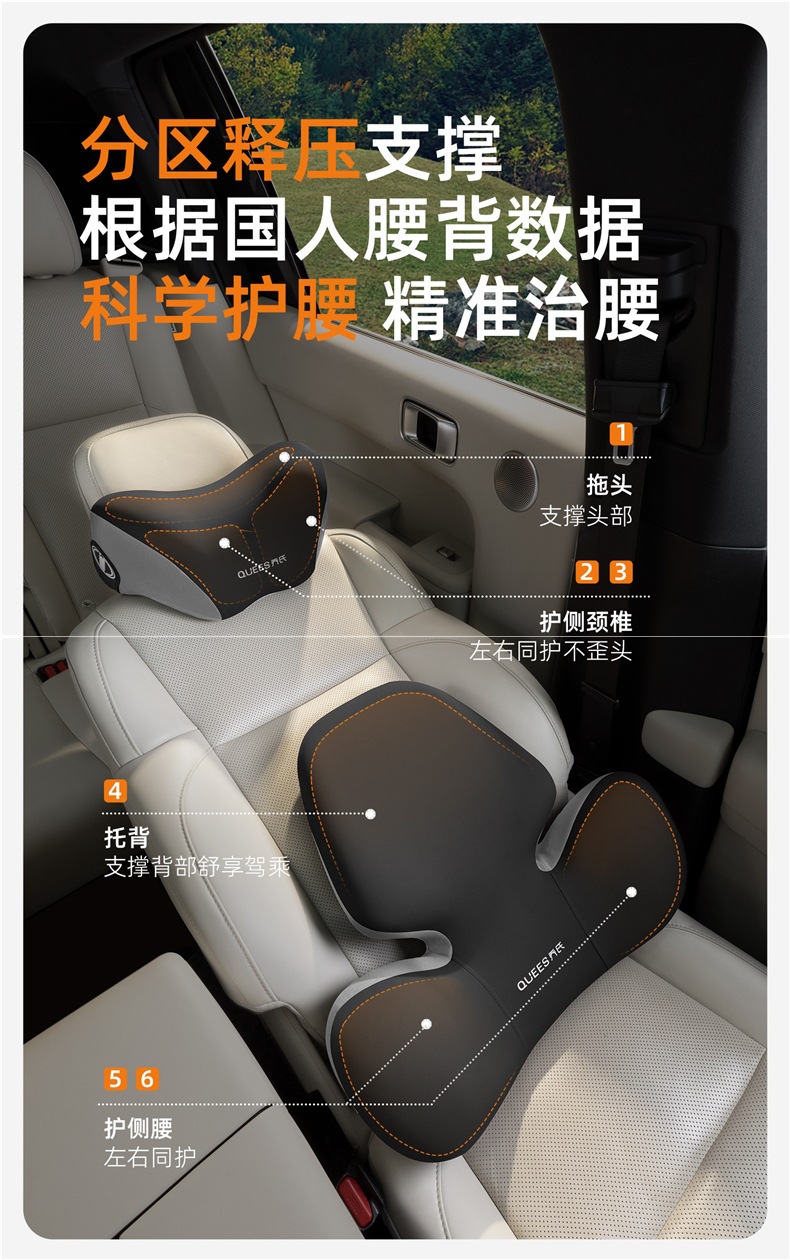 Joe's Car Lumbar Support Cushion, Car Seat Lumbar Pad, Backrest Cushion, Car Headrest, Neck Pillow