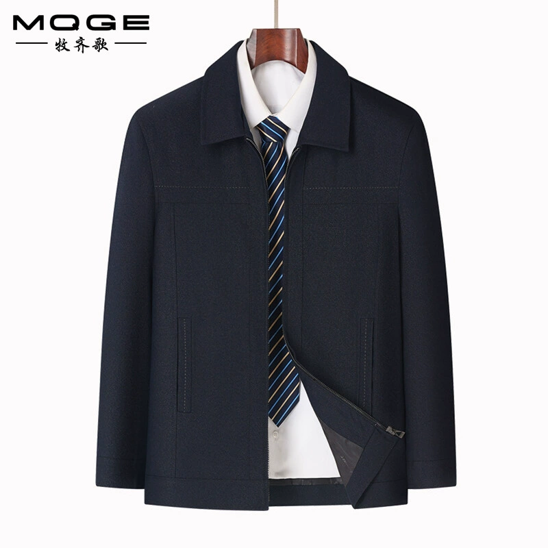 Средние и пожилые мужские куртки 2025 весна и осень тонкий папа куртка куртка с лацканной молнией