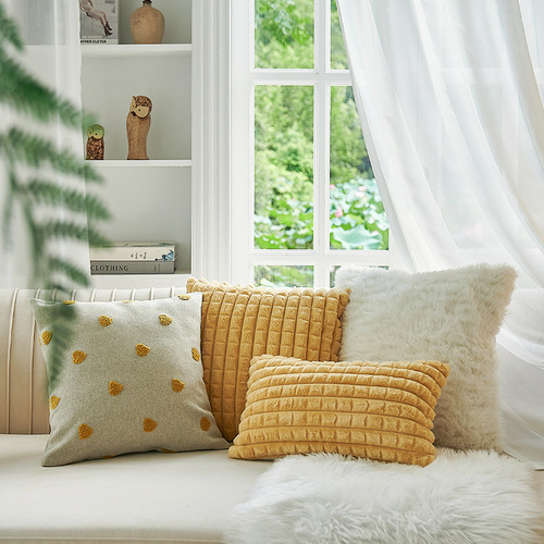 Nordic minimalist sofa pillow, plush embroidery bedroom headboard cushion, bay window sample room pillow cover, wholesale