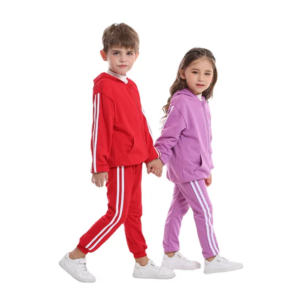 Autumn and Winter Kidsren's Sportswear Set European and American Multi-Color Neutral Hooded Long-Sleeved Zipper Shirt Casual Pants Two-Piece Set
