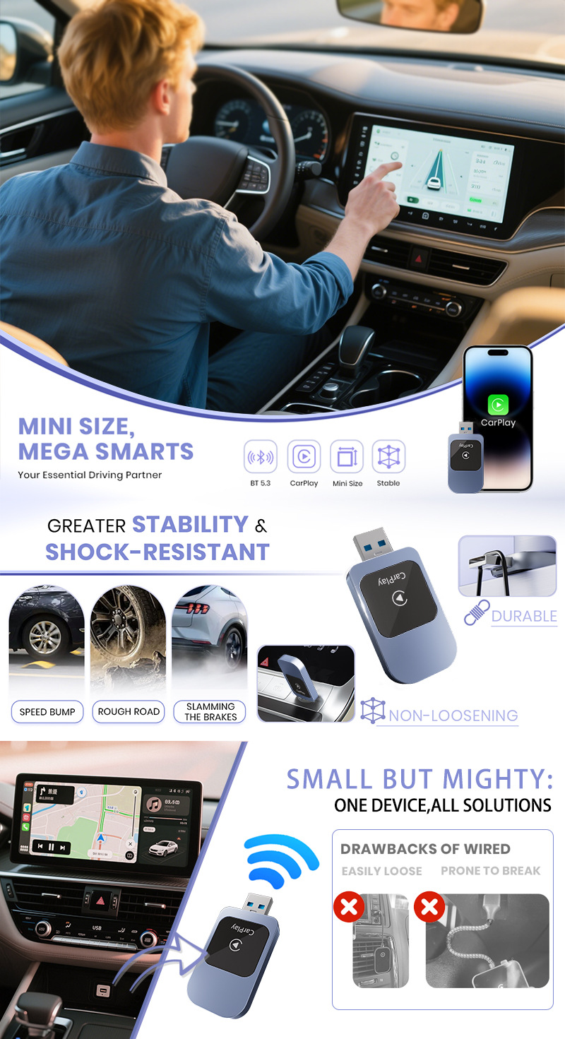 Cross-Border Wireless Carplay Box Upgrade Android Smart Car-Machine Interconnection Module Car Carplay Printed Logo