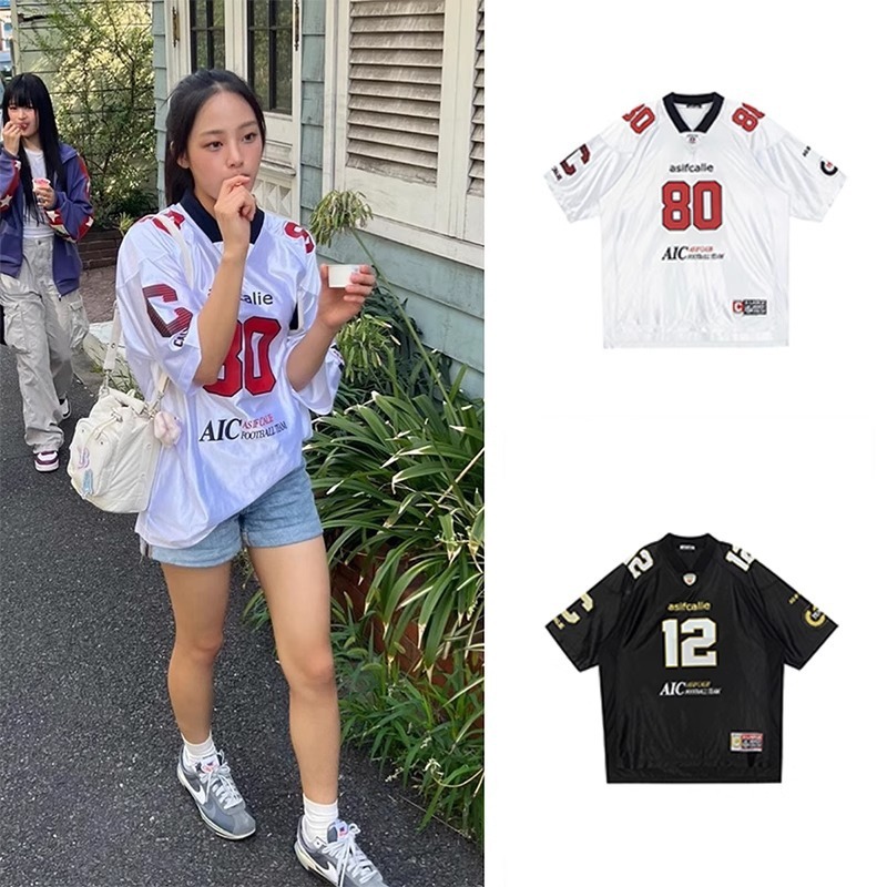 2026 New Versatile Niche American Style Printed Loose Short Sleeve Jersey Street Sports Casual T-Shirt For Men_viptrois.com